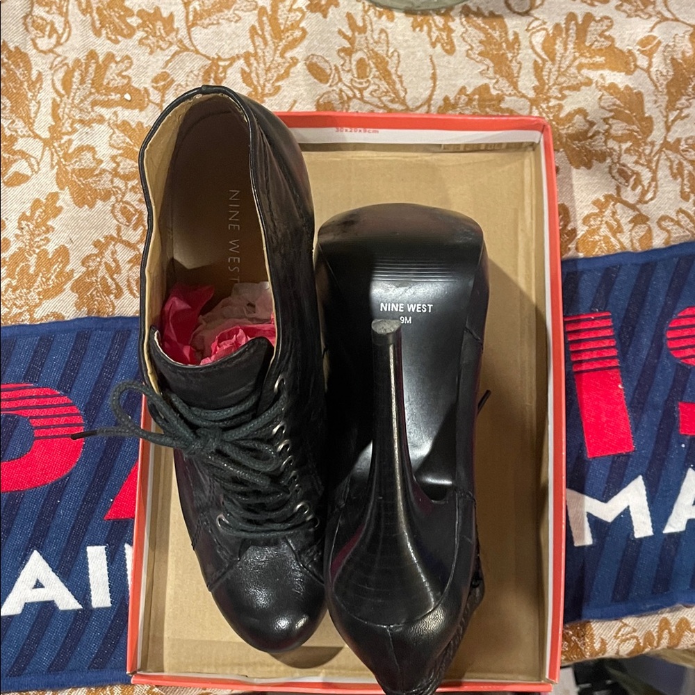 Nine West Black Lace-Up Heels
